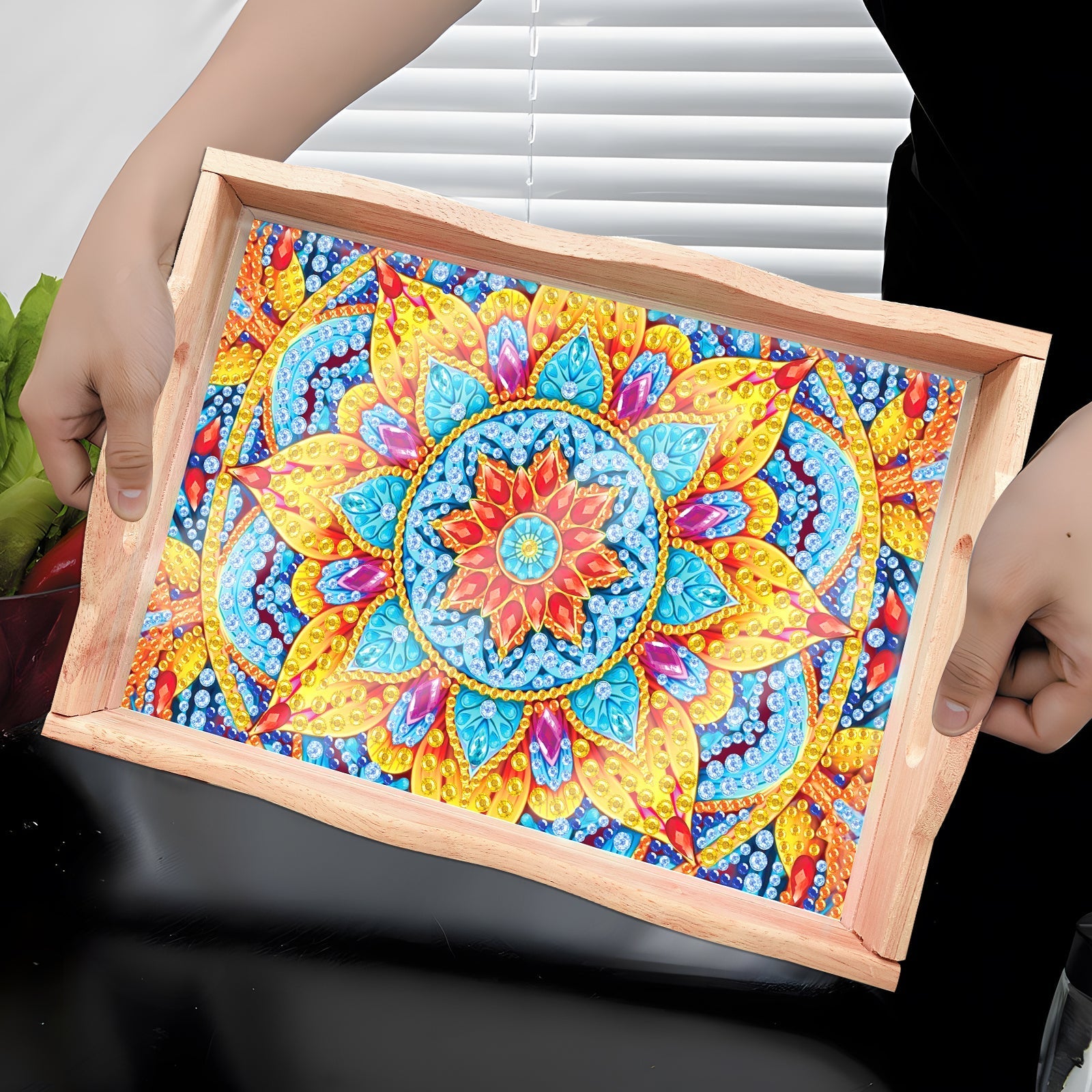 Diamond Painting Wooden Trays With Handle - Mandala