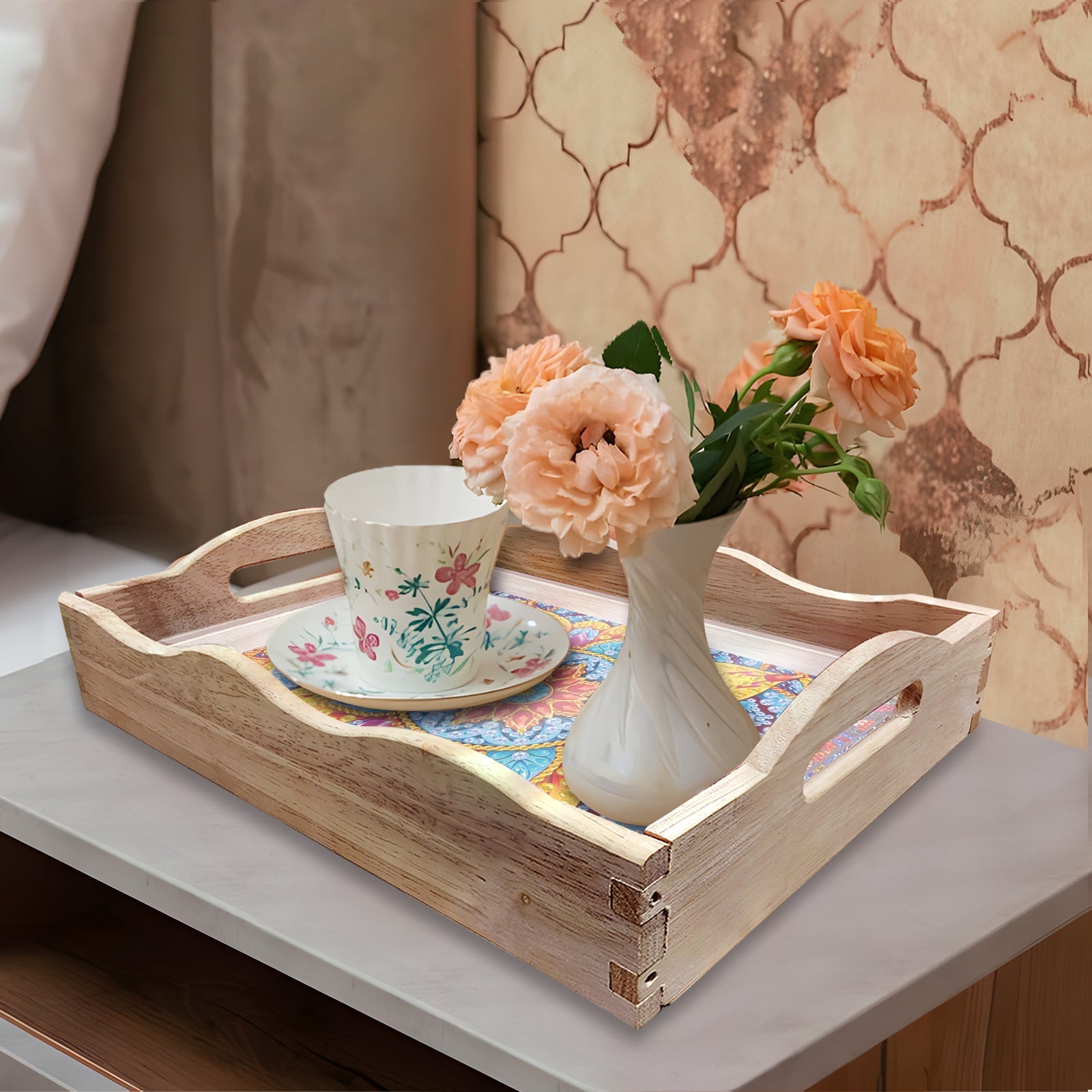 Diamond Painting Wooden Trays With Handle - Mandala