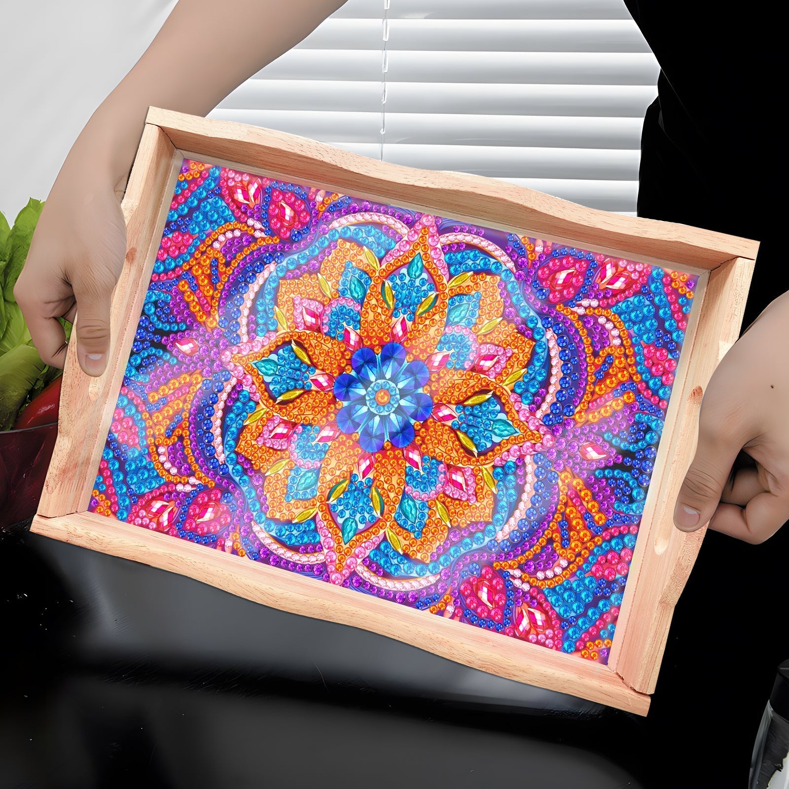 Diamond Painting Wooden Trays With Handle - Mandala