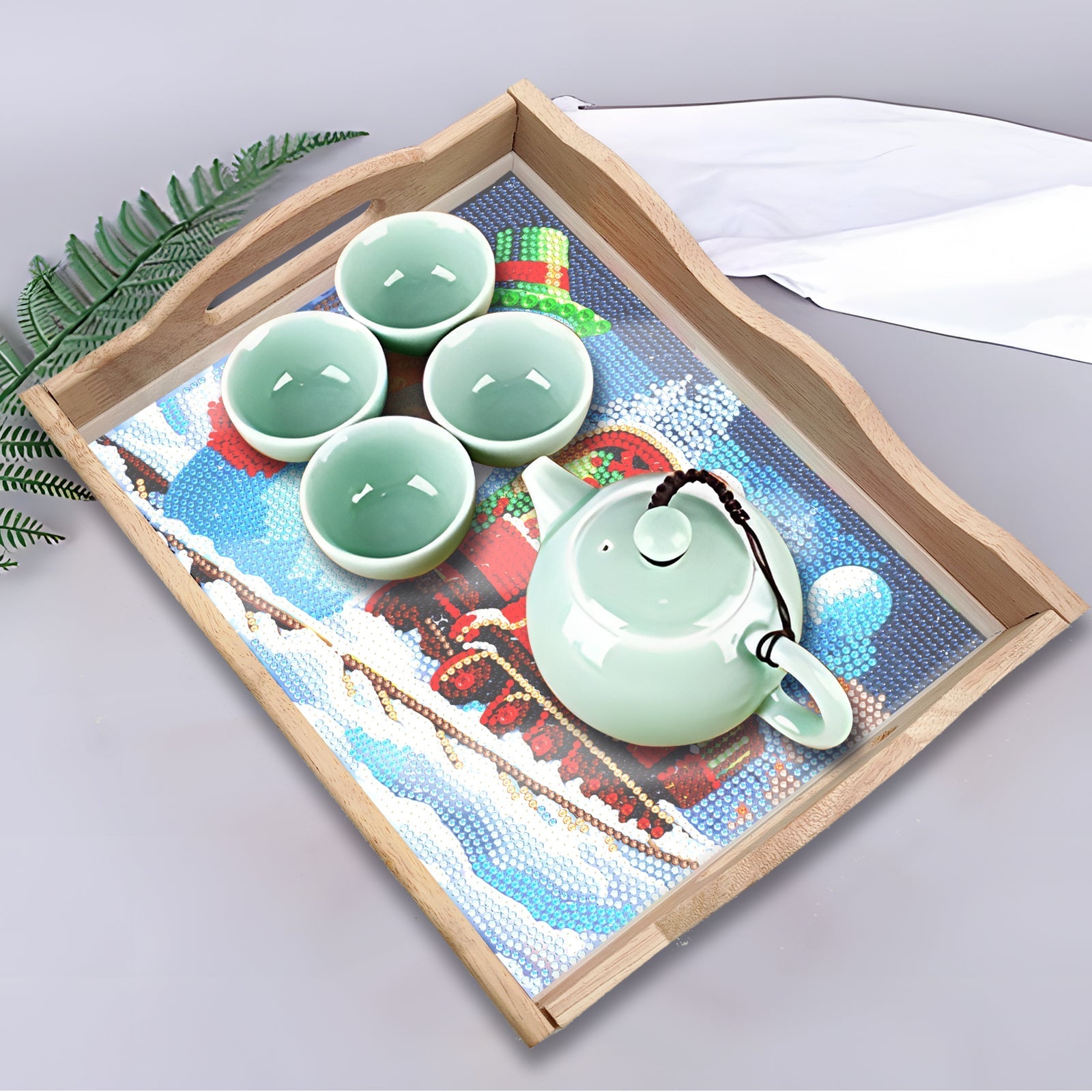 Diamond Painting Wooden Trays With Handle - Snow Train