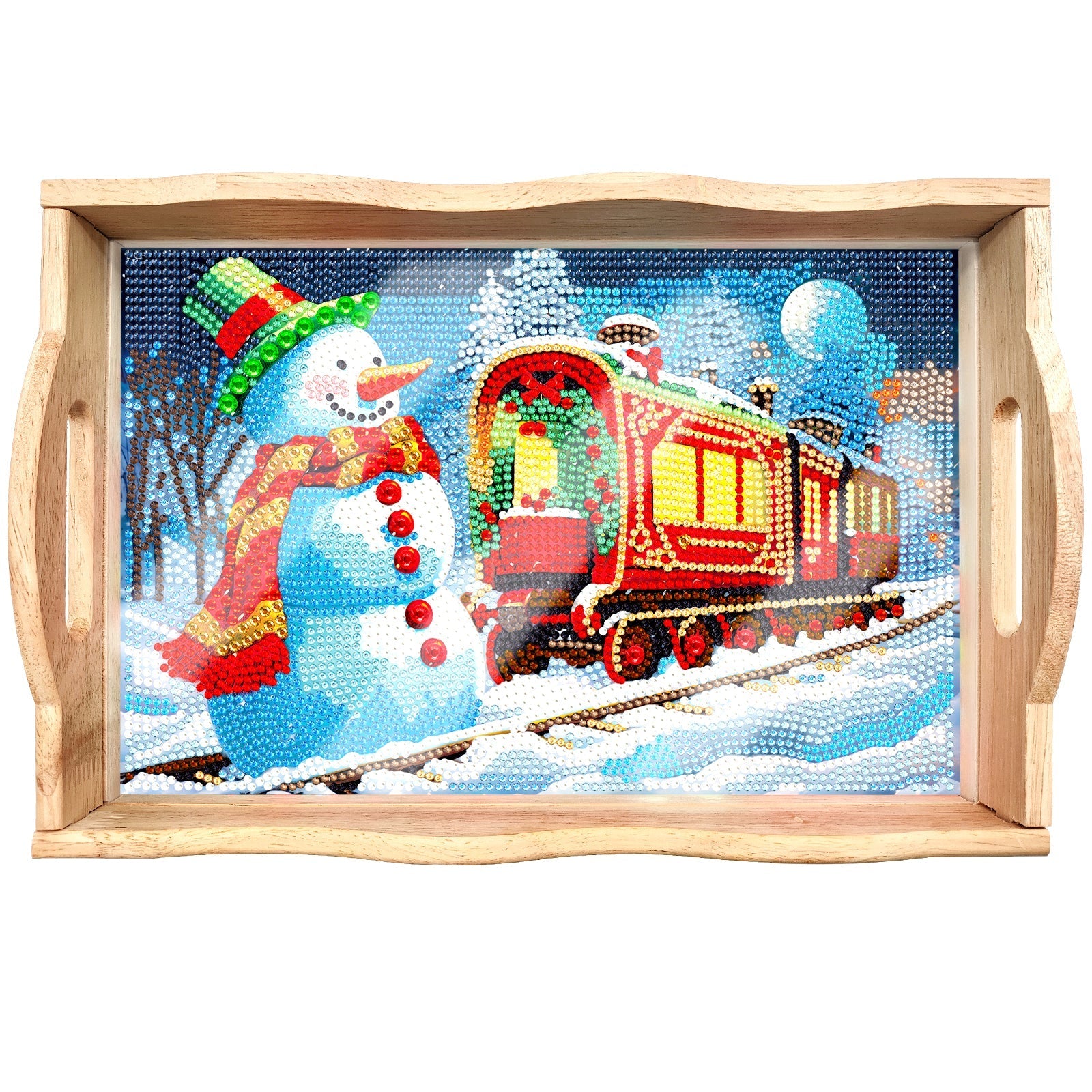 Diamond Painting Wooden Trays With Handle - Snow Train