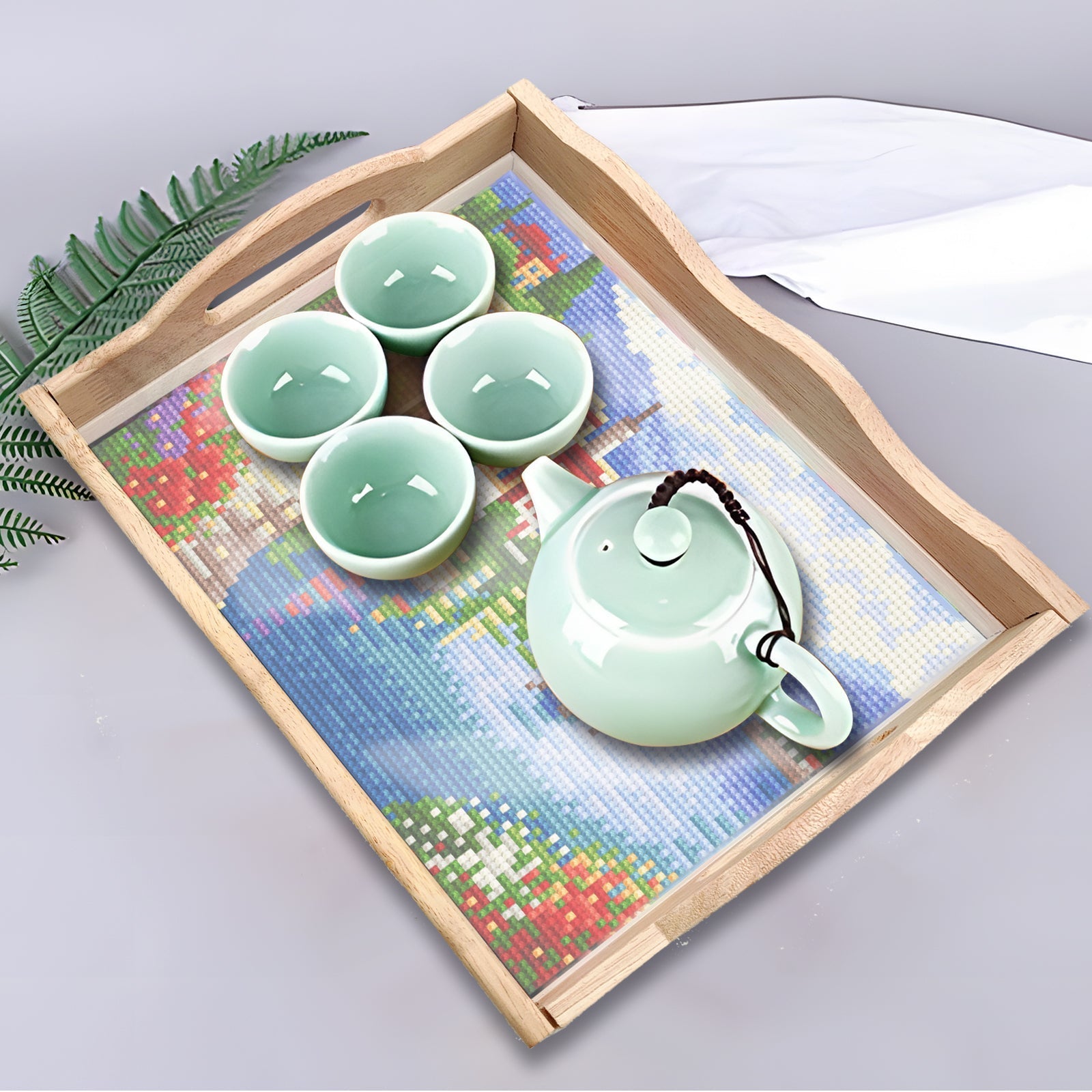 Diamond Painting Wooden Trays With Handle - Landscape