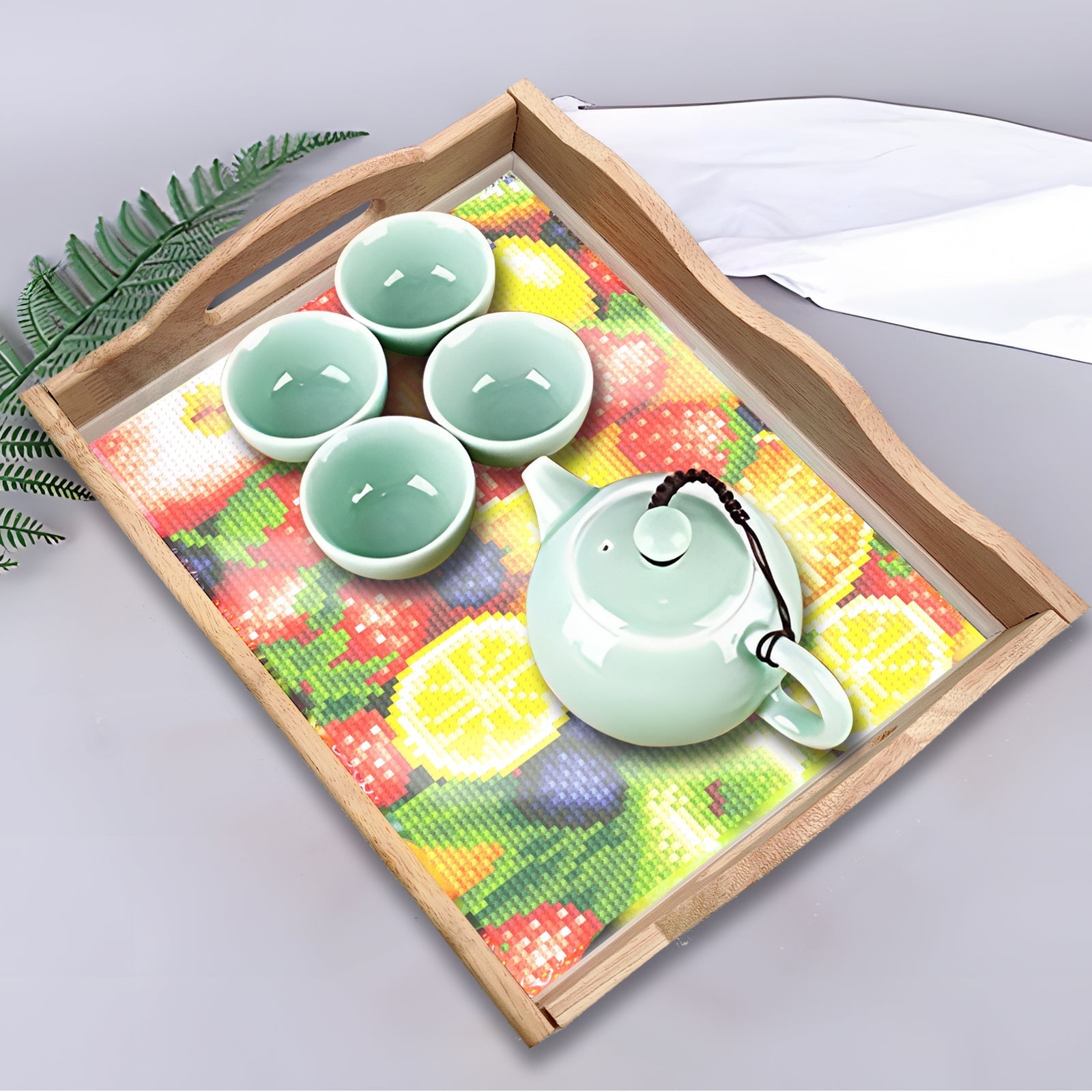 Diamond Painting Wooden Trays With Handle - Fruit