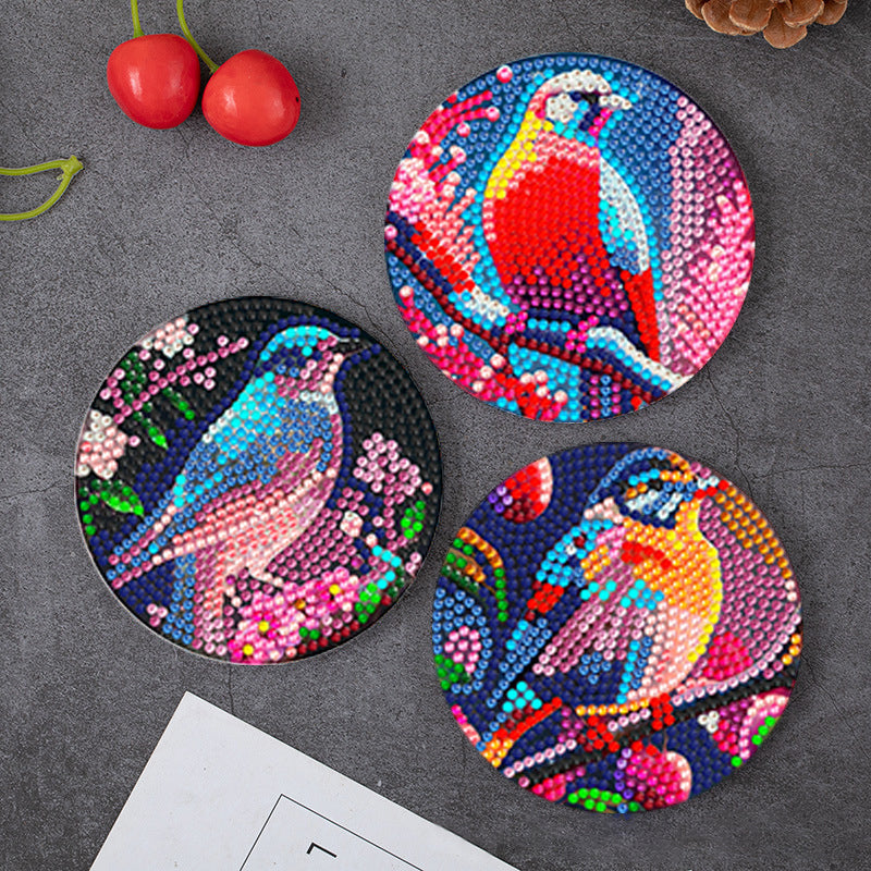 8 pcs set DIY Special Shaped Diamond Painting Coaster  | bird(no holder)