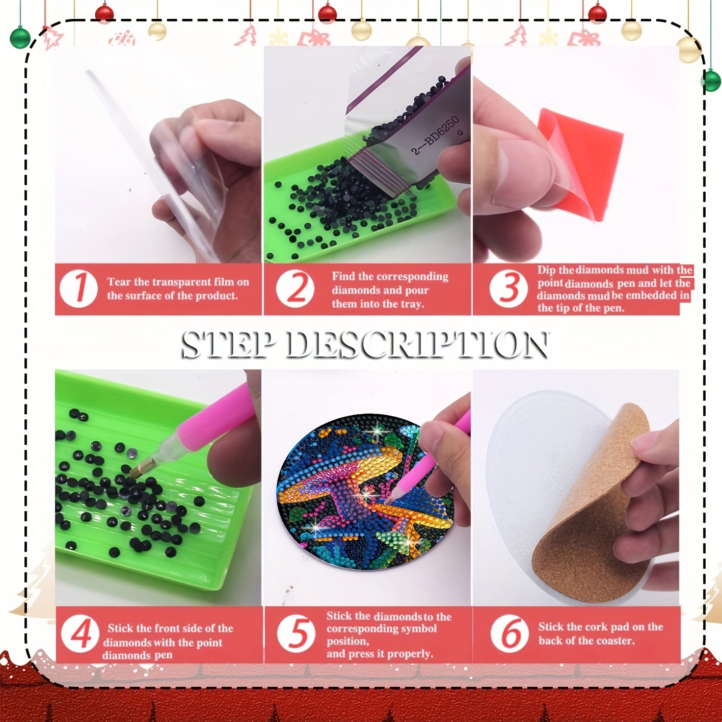 8 pcs set DIY Special Shaped Diamond Painting Coaster  | mushroom（no holder）