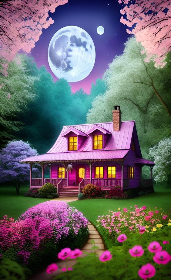 AB Diamond Painting   |  Quiet House under the Moon