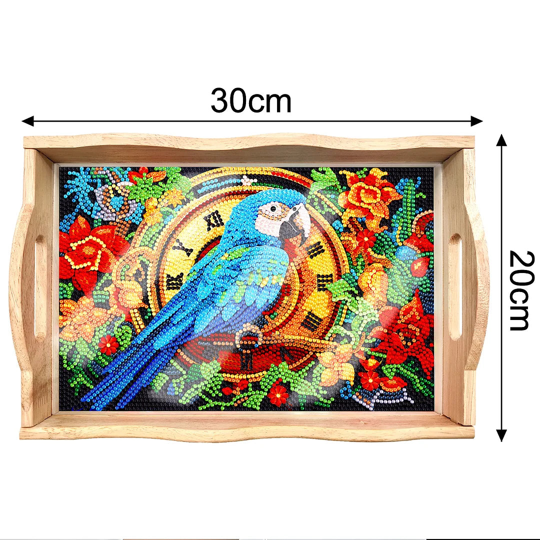 Diamond Painting Wooden Trays With Handle - Parrot