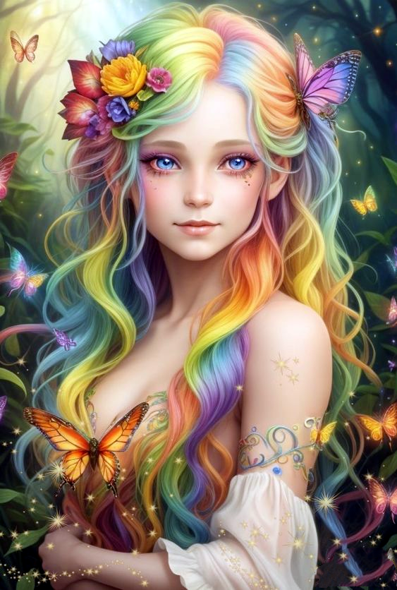AB Diamond Painting    |  Colored Hair Butterfly Fairy