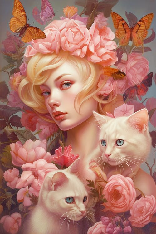 AB Diamond Painting  | Beauty And Cat