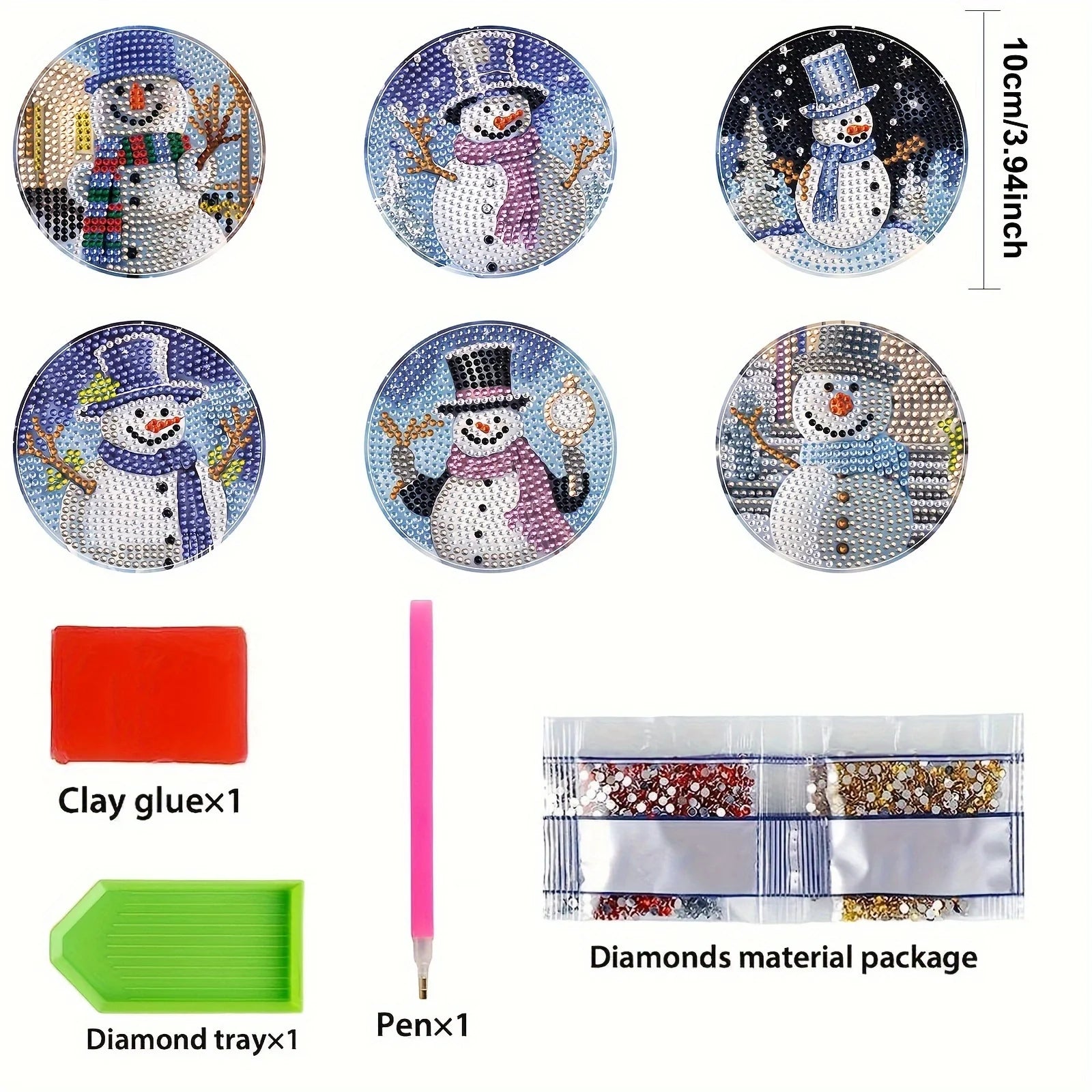 6 pcs set DIY Special Shaped Diamond Painting Coaster | Christmas（ no holder）